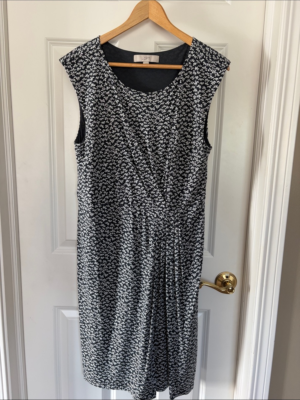 LOFT Black and White Floral Sleeveless Dress